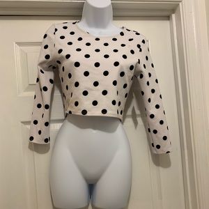 White crop top with black polka dots